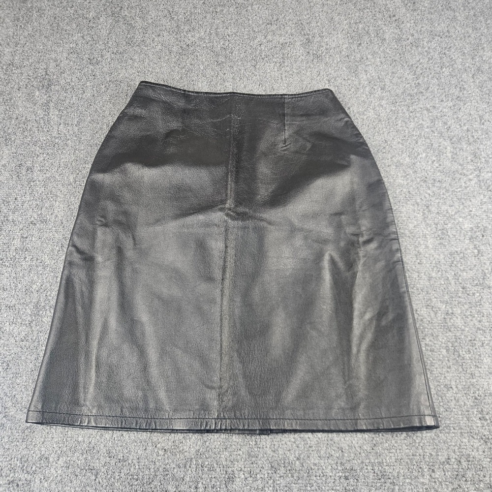 David Benjamin Black Leather Pencil Skirt High Waisted Knee‎ Length Size 6